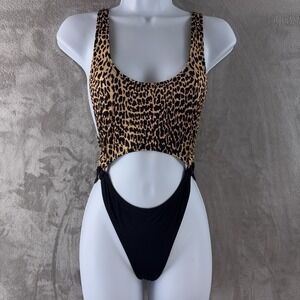 Normaillot Ageless One Piece Swimsuit Womens Size XS Leopard Print Cutout